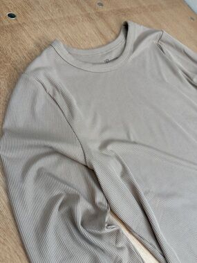 NOBO Taupe Long Sleeve Ribbed Crewneck Top